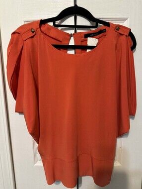 Lucca Coral Cold-Shoulder Blouse with Stud Tab Detail